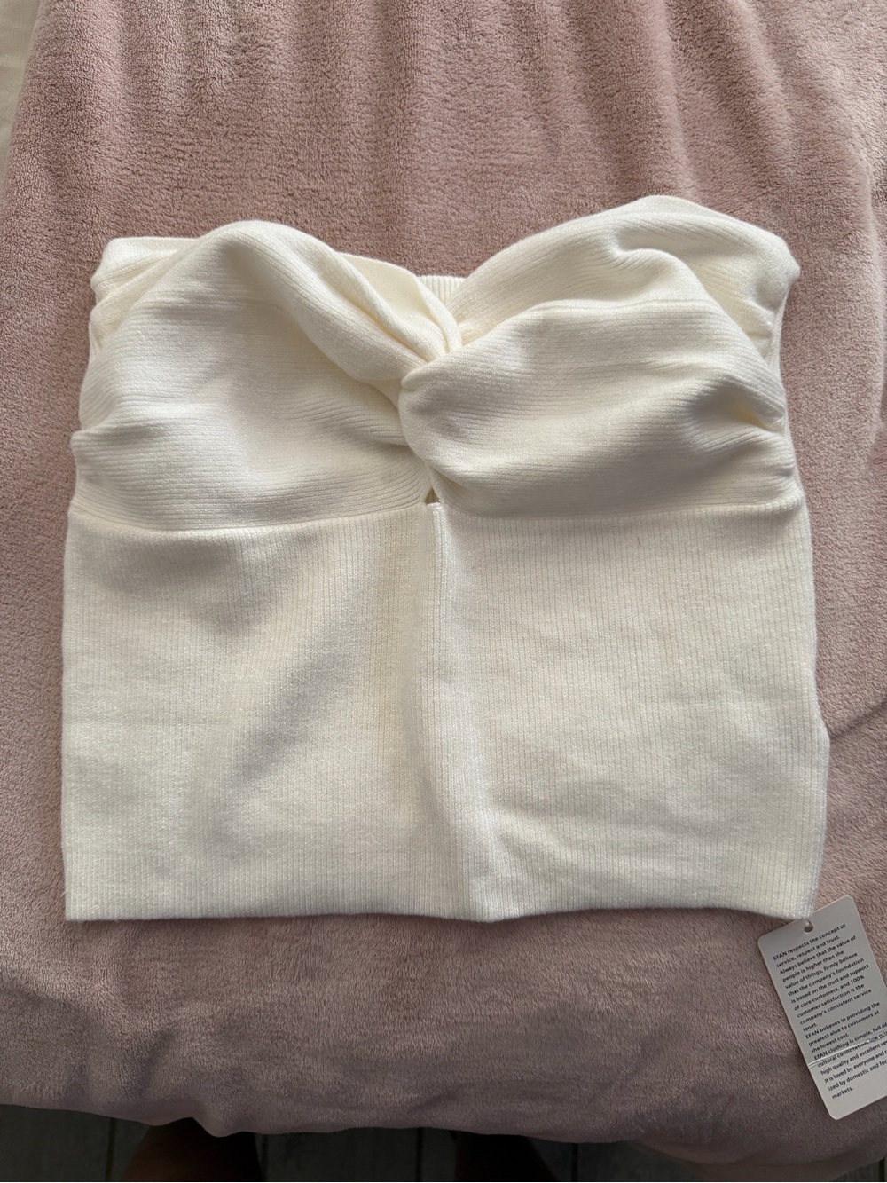 Strapless Twist-Front Crop Top in Cream